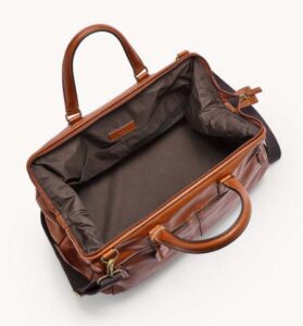 Brown leather fossil bag interior