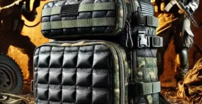 Padded Pak’r Backpack designed for military and outdoor use, featuring durable quilted padding, MOLLE webbing, multiple compartments, and a rugged tactical design for extreme conditions.